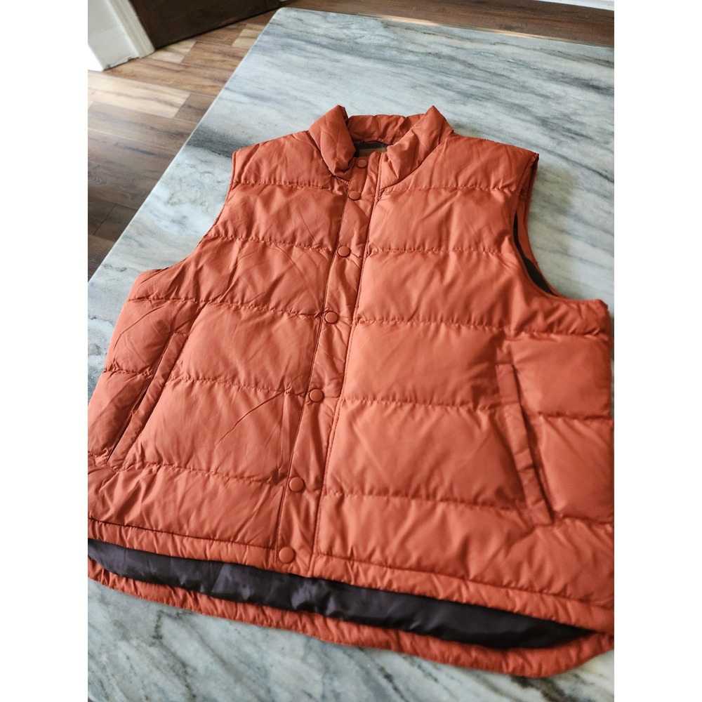 St Johns Bay Mens XXL Burnt Orange Quilted Puffer Vest Snap Front Mock Neck